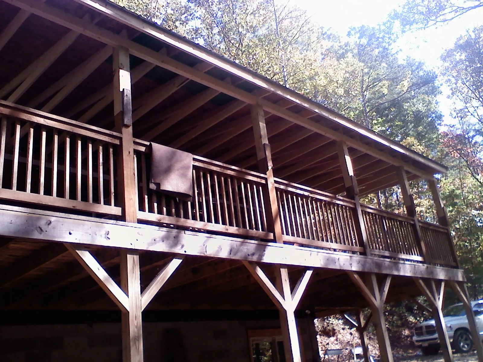 Timber framing under a new elevated porch and deck — Roof Leak Repair in Clyde Park by Roofing Brothers